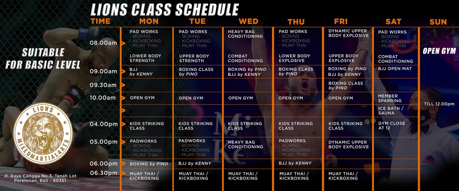 Lions Class Schedule